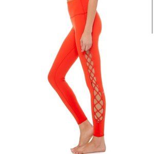 Red Alo Yoga Interlace Leggings In Cherry Pop